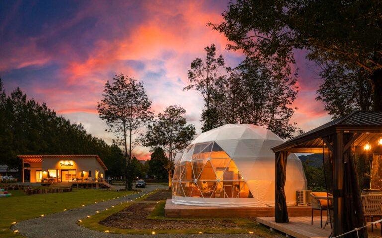 Cort de glamping PREMIUM,dom geodezic, izolatie,19mp
